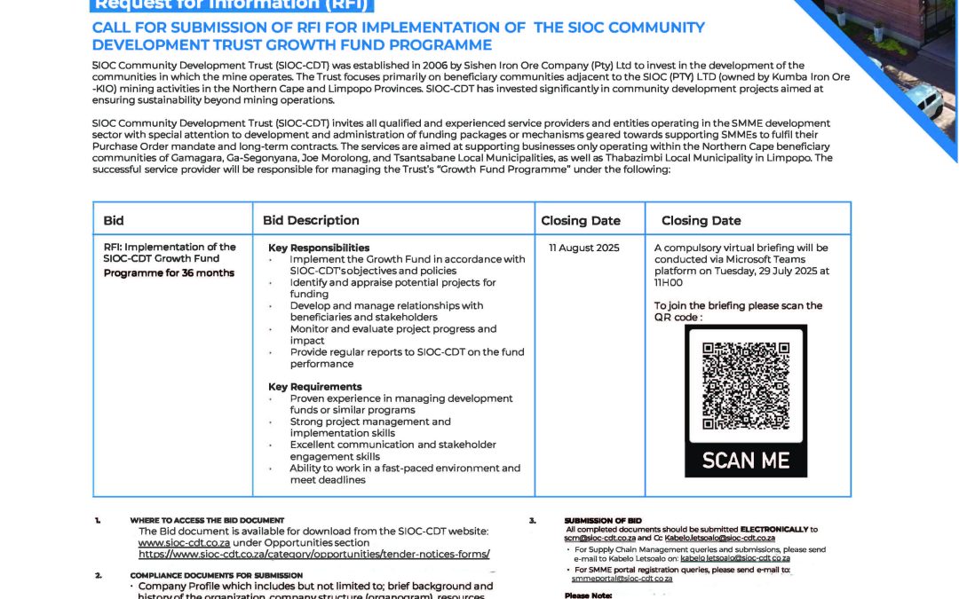 RFI: Implementation of the SIOC-CDT Growth Fund
